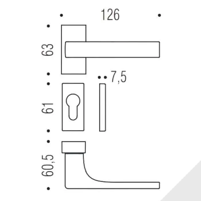 Betrouwbaar Maniglia Robocinque S ID71 RSMY Colombo Design per porta, foro Yale, rosetta rettangolare 63x30 mm, finitura Cromo Lucido