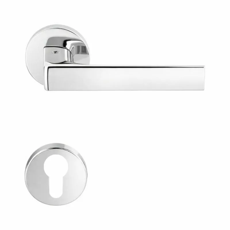 Maniglia Robocinque ID 61 RY Colombo Design per porta, foro Yale, rosetta tonda diametro 50 mm, finitura Cromo Lucido Bestseller