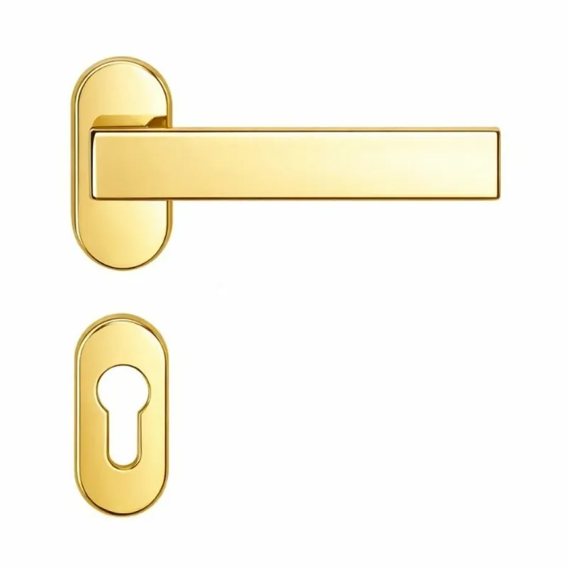Maniglia Robocinque ID 61 RSMY Colombo Design per porta finestra, foro Yale, rosetta ovale 62x30 mm, finitura Oroplus Nieuw