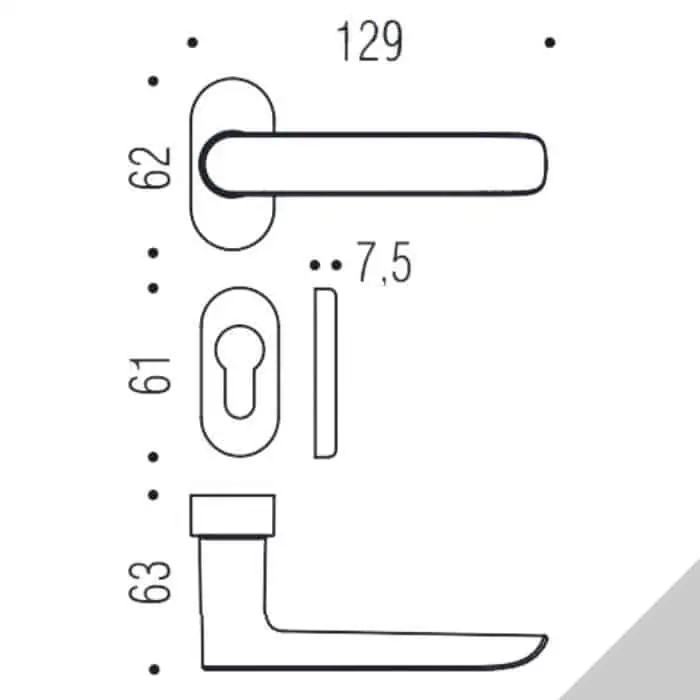 Meest Verkocht Maniglia Lund SE 11 RSMY Colombo Design per porta, foro Yale, rosetta stretta ovale 62x30 mm, finitura Cromat