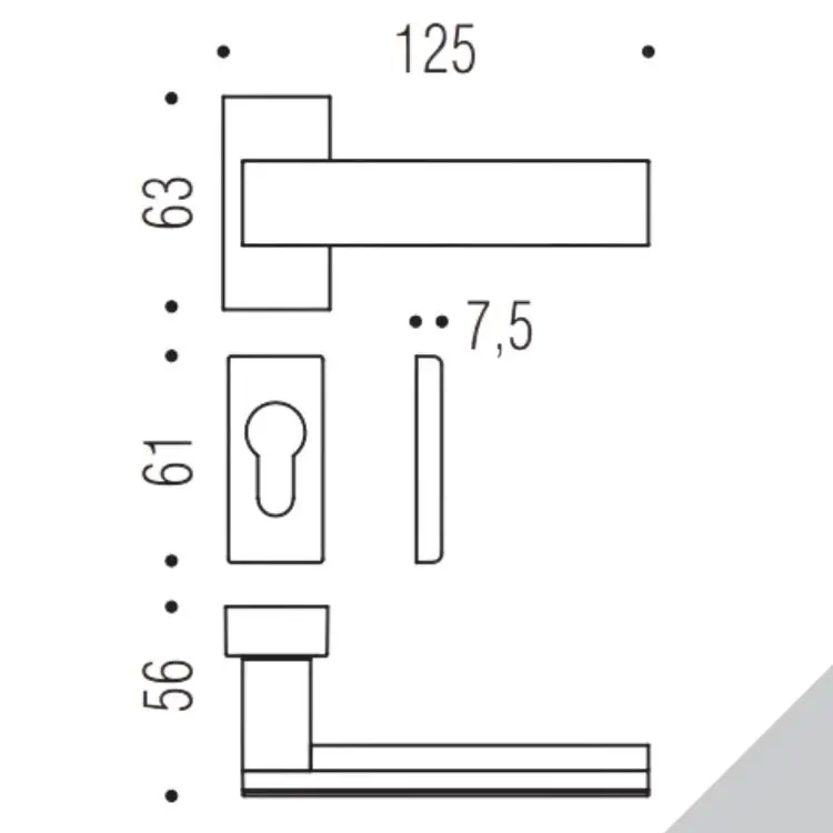 Gecertificeerd Maniglia Alba LC 91 RSMY Colombo Design per porta, foro Yale, rosetta rettangolare 63x30 mm, finitura Cromo-Cromat