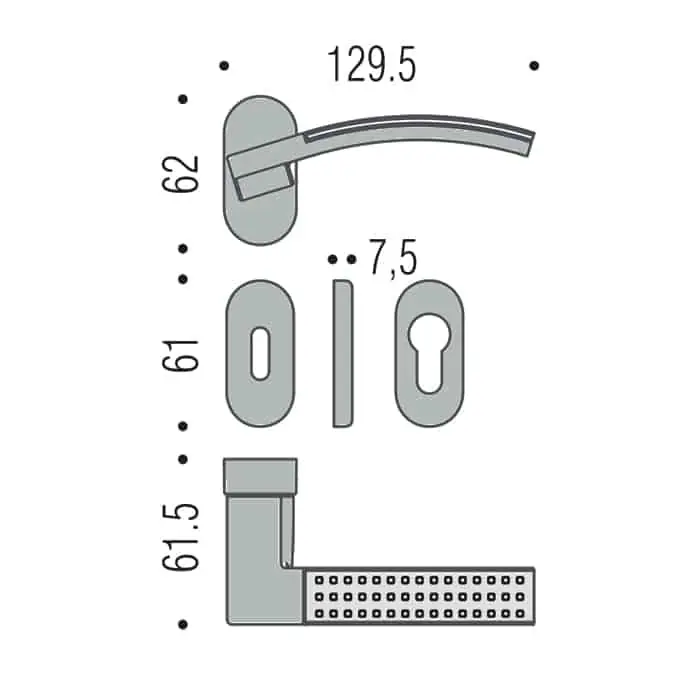 Op = Op Maniglia per porte Trama Colombo Design, su rosetta stretta, foro yale, finitura cromat-cromo