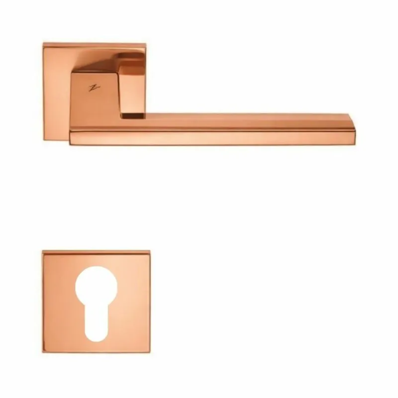 Maniglia Electra MS 11 RY Colombo Design per porta, foro Yale, rosetta quadrata 50 mm, finitura Vintage Lucido Merkproduct