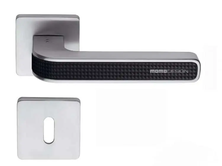 Maniglia per porta, Colombo Design serie Tecno, con rosetta foro Normale, finitura Cromat/Carbonium Speciale Aanbieding