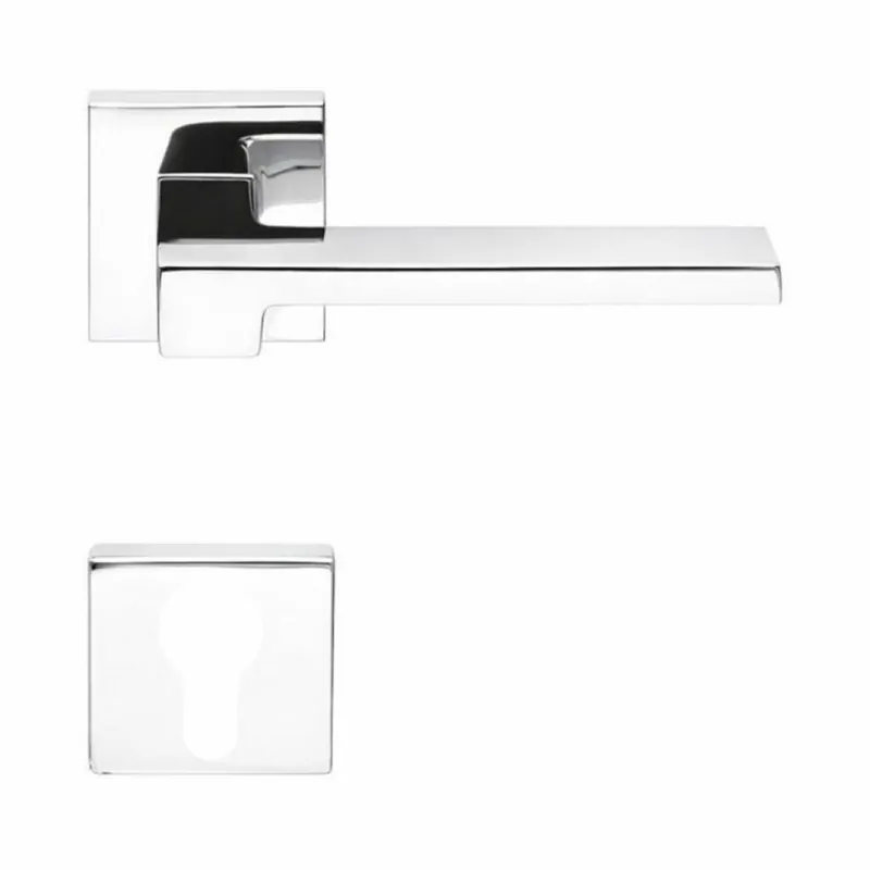 Maniglia Zelda MM 11 RY Colombo Design per porta, foro Yale, rosetta quadrata 52 mm, finitura Cromo Shop Nu
