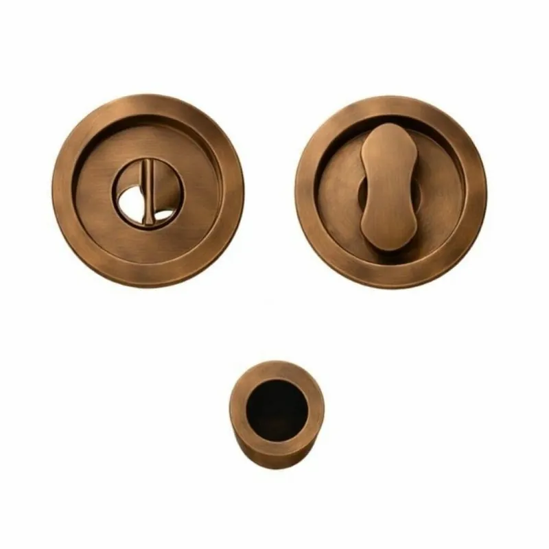 Kit per porta scorrevole Open Colombo design, maniglie ad incasso con nottolino, maniglietta di trascinamento, senza serratura, bronzo Op = Op