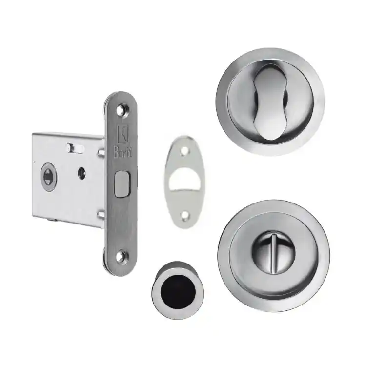 Seizoensaanbieding Kit Open tondo ID 211 LK Colombo per porta scorrevole, chiavistello e bottone con serratura entrata 50 mm, finitura Cromat