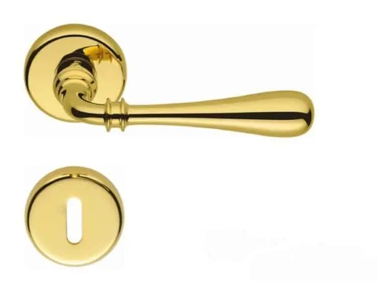 Direct Beschikbaar Maniglia per porta, Colombo Design serie Ida, con rosetta foro Normale, finitura Oroplus