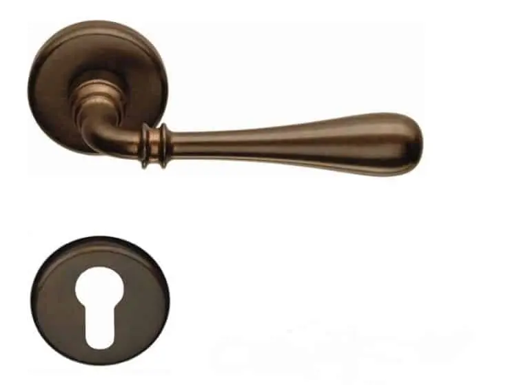Favoriet Maniglia per porta, Colombo Design serie Ida, con rosetta foro Yale, finitura Bronzo Antico