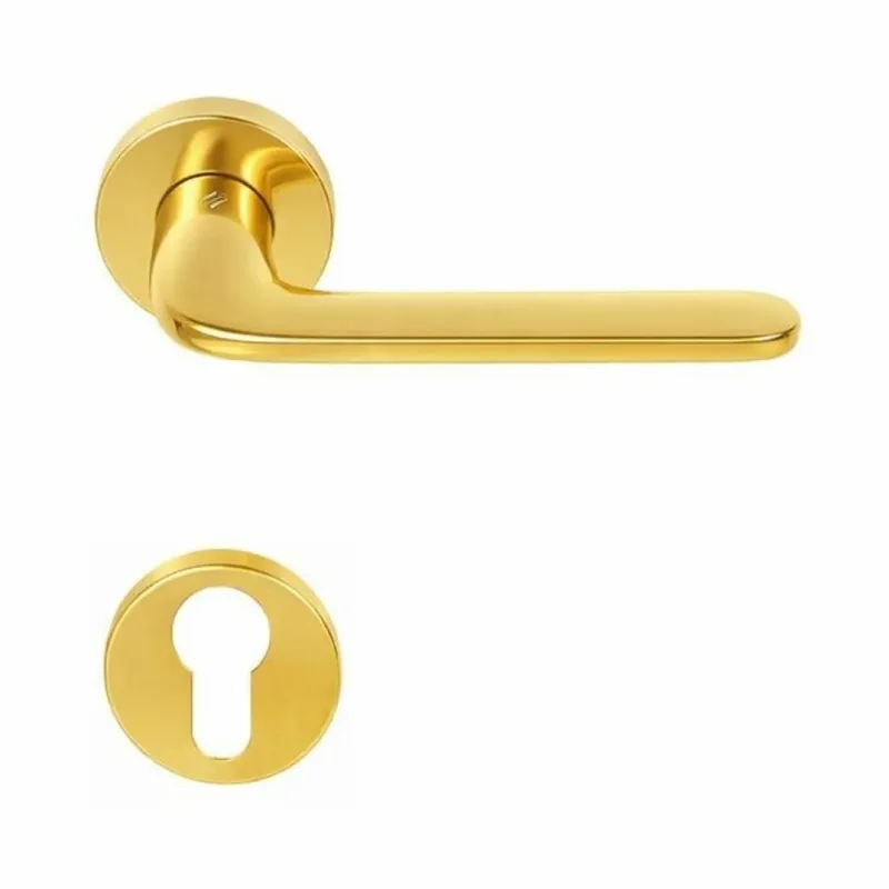 Maniglia Roboquattro ID41 RY Colombo Design per porta, rosetta e bocchetta tonda 50x10 mm, foro Yale, finitura Oroplus Aanbieding