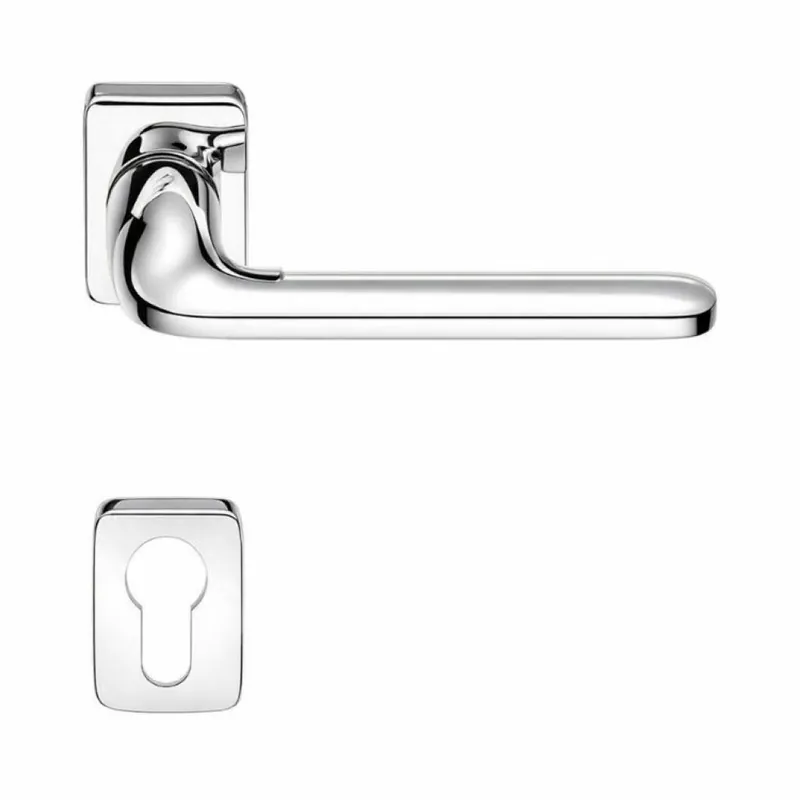 Maniglia Roboquattro S ID 51 RSMY Colombo Design per porta, foro Yale, rosetta rettangolare 63x30 mm, finitura Cromo Lucido Voordeelprijs