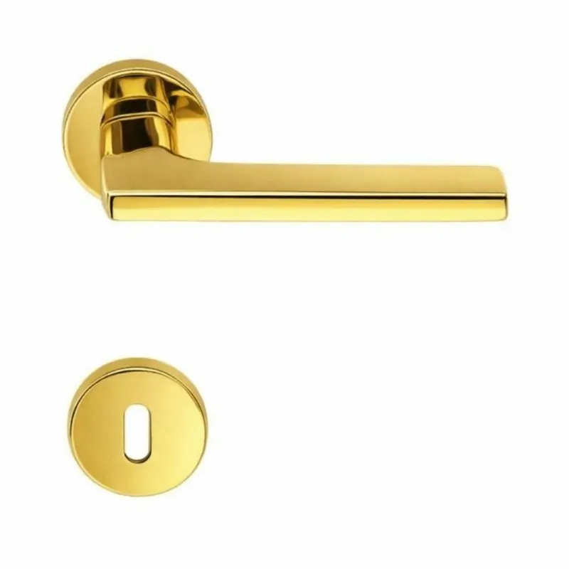 Premium Maniglia per porta Colombo Design serie Gira, con rosetta foro Normale, finitura OroPlus