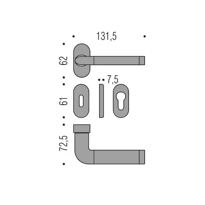 Bestseller Maniglia per porte Taipan Colombo Design, su rosetta stretta, foro yale, finitura cromo-cromat