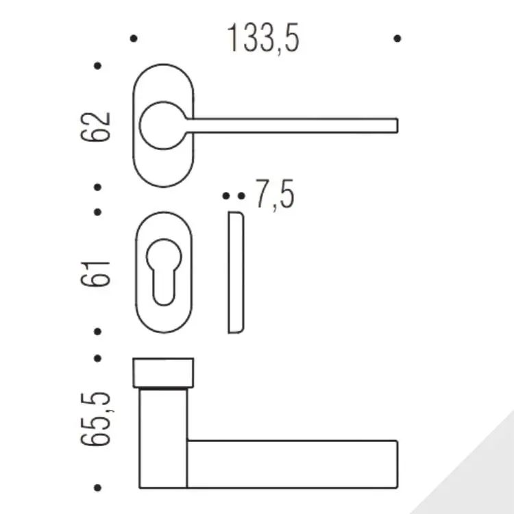 Maniglia Tool MD 11 RSMY Colombo Design per porta, foro Yale, rosetta stretta ovale 62x30 mm, finitura Cromo Gecertificeerd