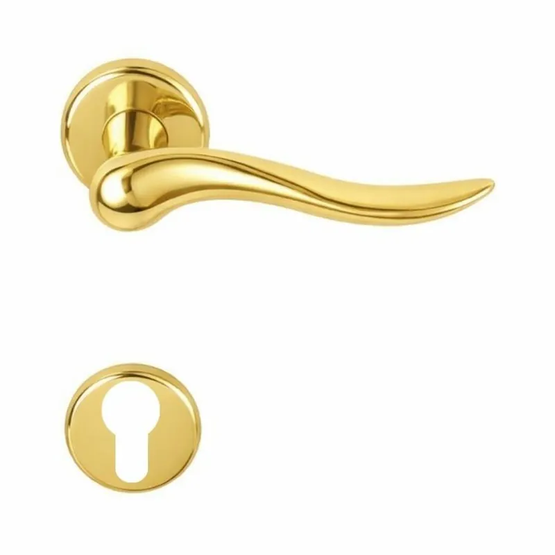 Maniglia per porte Peter Colombo Design, su rosetta tonda, foro yale, finitura oroplus Hoge Kwaliteit