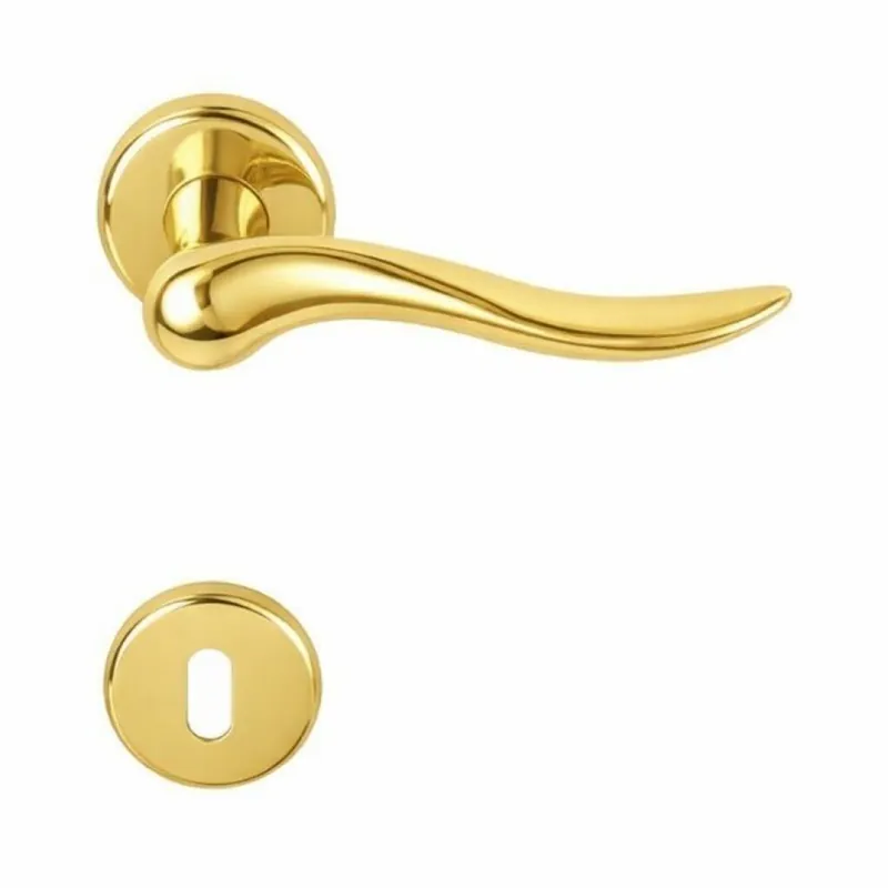 Maniglia per porte Peter Colombo Design, su rosetta tonda, foro patent, finitura oroplus Gecertificeerd