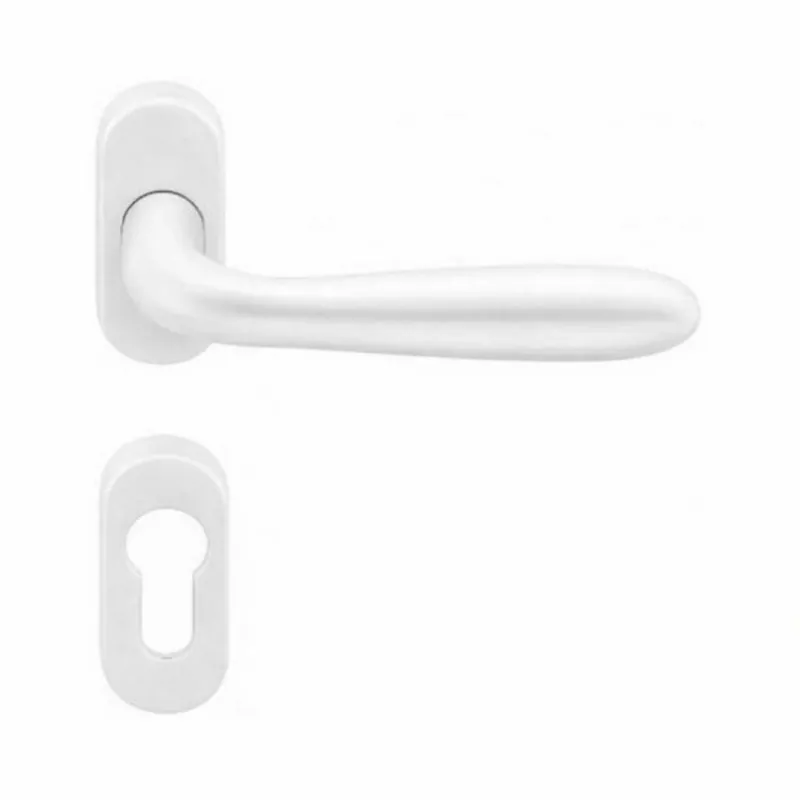 Maniglia Robot CD41 Colombo per porta interna, rosetta e bocchetta ovale foro Yale, quadro 8 mm, Zama finitura Bianco Laatste Kans