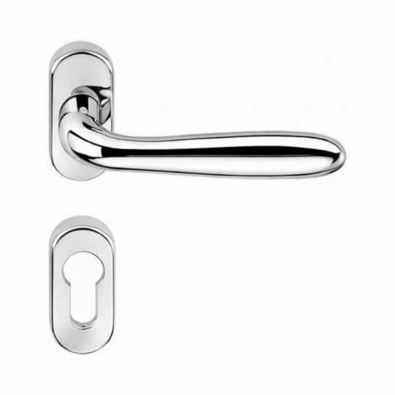 Premium Maniglia Robot CD41 Colombo per porta interna, rosetta e bocchetta ovale foro Yale, quadro 8 mm, Zama finitura Cromo