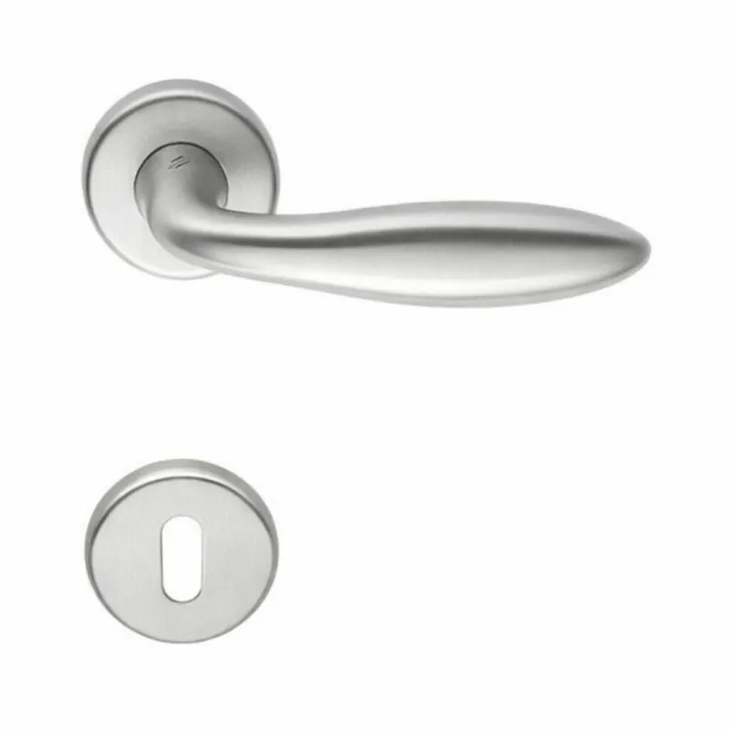Must-Have Maniglia per porta Colombo Design serie Mach, con rosetta foro Normale, finitura Nikelmat