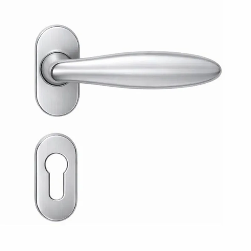 Maniglia moderna per porta finestra Colombo Design IDA, con rosetta e bocchetta ovale, foro Yale, finitura Cromat Koop Vandaag