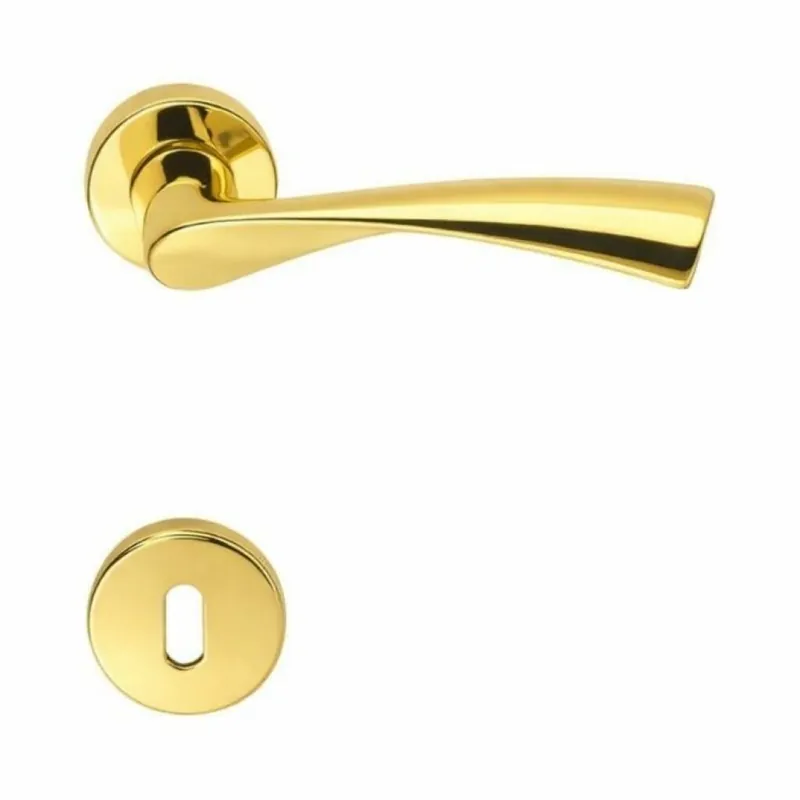 Maniglia per porte Flessa Colombo Design, su rosetta tonda, foro patent, finitura oroplus Lage Kosten