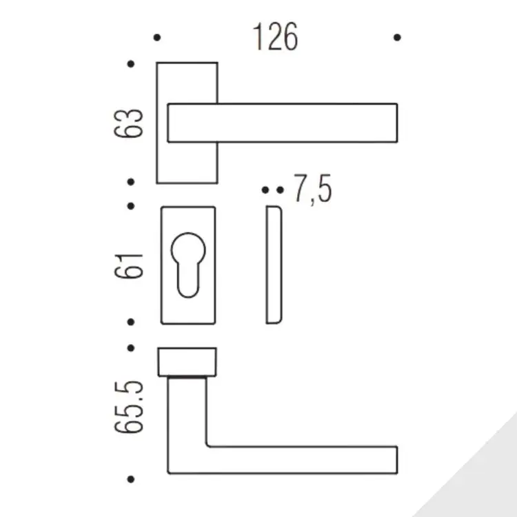 Exclusieve Aanbieding Maniglia Ellesse BD 21 RSMY Colombo Design per porta, foro Yale, rosetta rettangolare 63x30 mm, finitura Cromo Lucido