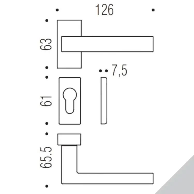 Goedkoop Maniglia Ellesse BD 21 RSMY Colombo Design per porta, foro Yale, rosetta rettangolare 63x30 mm, finitura Cromat