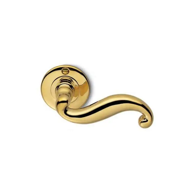 Premium Maniglia per porte Colombo Design Antologhia - SETTECENTO, con rosetta bocchetta foro Normale, finitura Ottone Non Verniciato