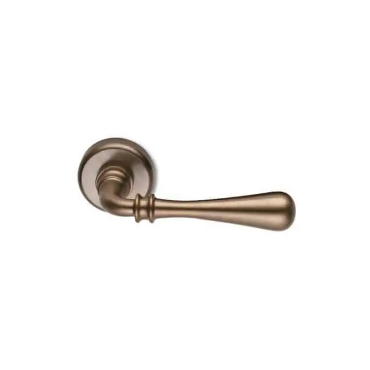 Maniglia per porte, Colombo Design Antologhia LINDA, con rosetta e bocchetta con foro Normale, finitura Bronzo Non Verniciato Tijdelijk Beschikbaar