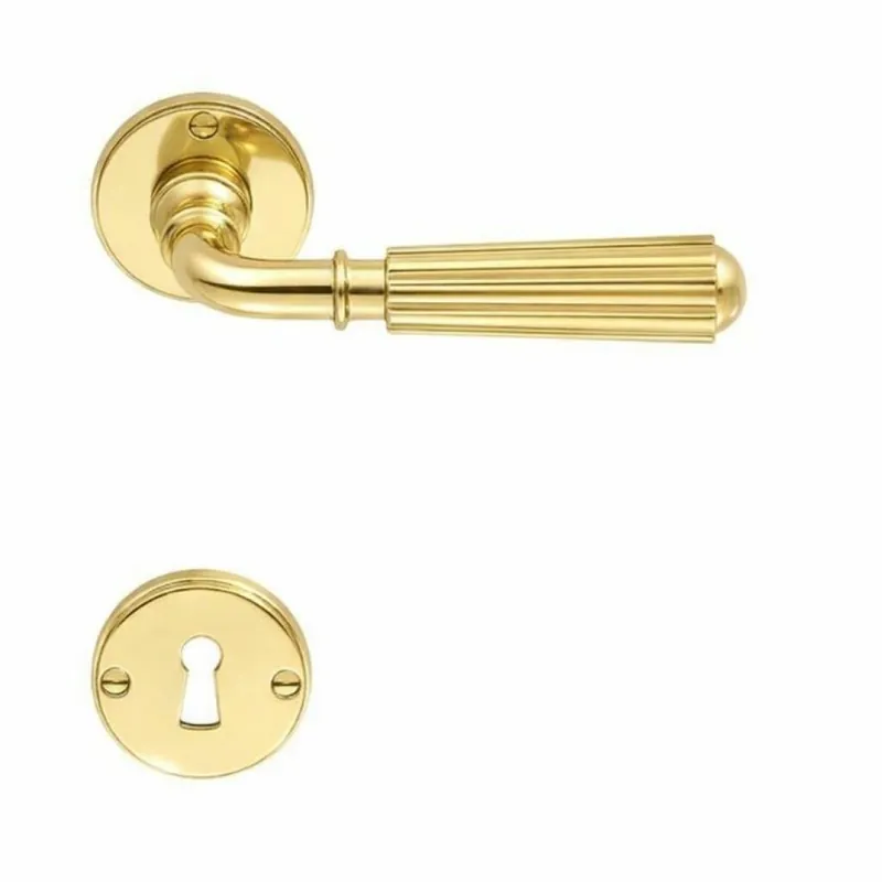 Korting Maniglia Colombo Design linea Antologhia serie CAPRI, con rosetta e bocchetta con foro Normale, finitura Ottone Non Verniciato.