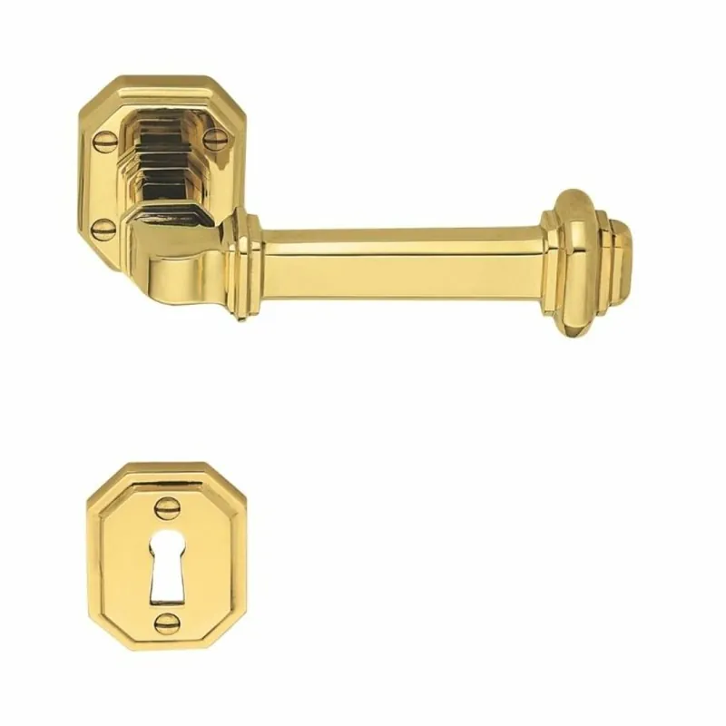 Bestel Nu Maniglia Colombo Design linea Antologhia serie BUSIRI, con rosetta e bocchetta con foro Normale, finitura Ottone Non Verniciato