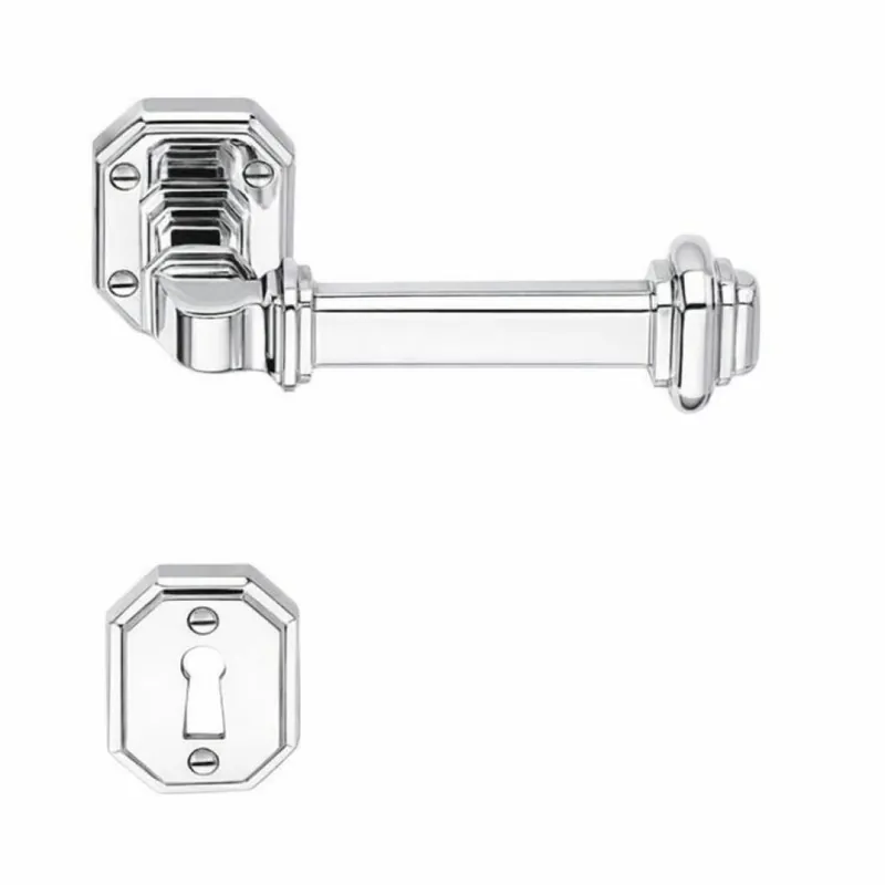Exclusieve Aanbieding Maniglia Colombo Design linea Antologhia serie BUSIRI, con rosetta e bocchetta con foro Normale, finitura Cromo