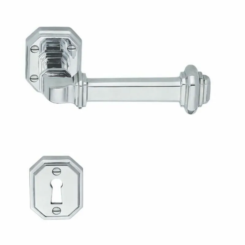 Voordeelprijs Maniglia Colombo Design linea Antologhia serie BUSIRI, con rosetta e bocchetta con foro Normale, finitura Argento Naturale