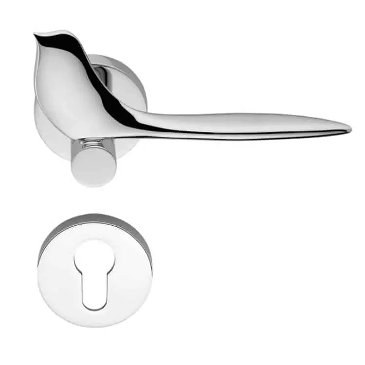 Weekendaanbieding Maniglia moderna per porta, Colombo Design TWITTY, con bocchetta foro per cilindro Yale, finitura Cromo Lucido