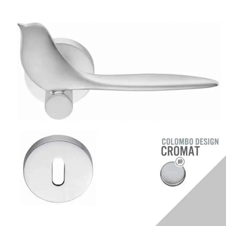 Nieuw Maniglia moderna per porta, Colombo Design TWITTY, con rosetta e bocchetta con foro Normale, finitura Cromo Opaco