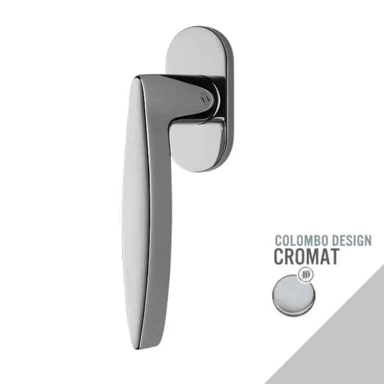 Beperkte Voorraad Maniglia moderna DK per finestre, Colombo Design GAIA, con rosetta ovale, finitura Cromo Opaco