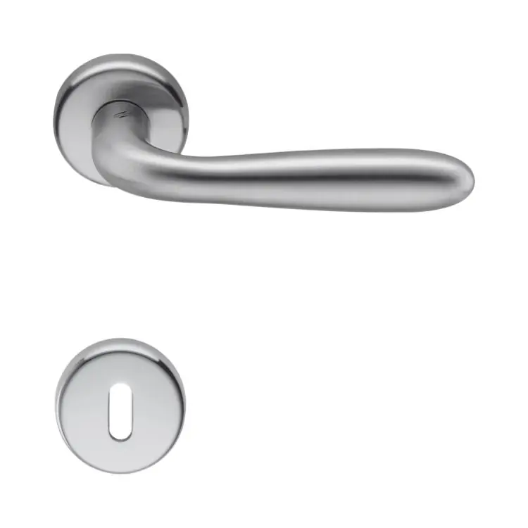 Maniglia Robot CD41 Colombo per porta interna, rosetta e bocchetta tonda foro Patent, quadro 8 mm, Zama finitura Cromat Premium