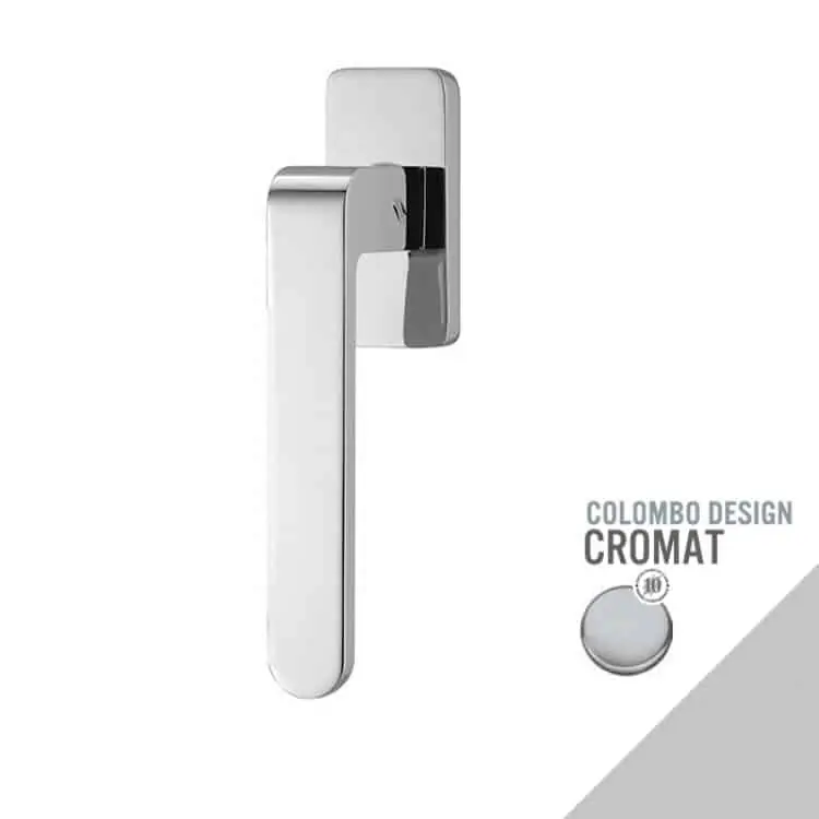 Maniglia moderna DK per finestre, Colombo Design FEDRA, con rosetta ovale, finitura Cromo Opaco Uitverkoop