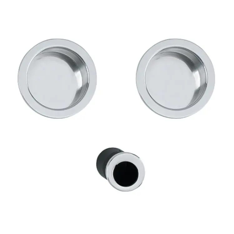 Kit manigliette cieche B7D Bonaiti tonde con ditale, per kit classico tondo, diametro 48 mm, colore Cromato Lucido Premium