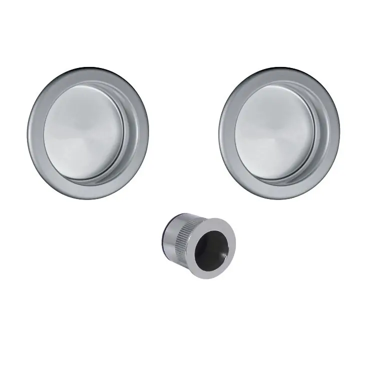 Kit manigliette cieche B7D Bonaiti tonde con ditale, per kit classico tondo, diametro 48 mm, colore Cromato Satinato Op = Op