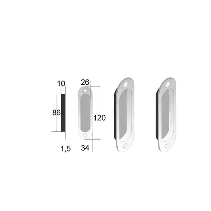 Weekendaanbieding Kit manigliette cieche MOS Bonaiti ovali, per kit classico ovale, dimensioni 34x120 mm, colore Ottone Bronzato