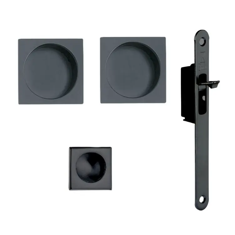 Laatste Kans Kit quadro cieco QNEM Ad-Point con tirante per porta scorrevole, diametro 48 mm, Acciaio finitura Nero Opaco