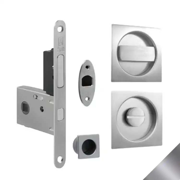 Kit quadro QCLWC Ad-Point per porta scorrevole, chiavistello e bottone con tirante integrato, serratura 50 mm, Acciaio finitura Cromo Lucido Direct Beschikbaar