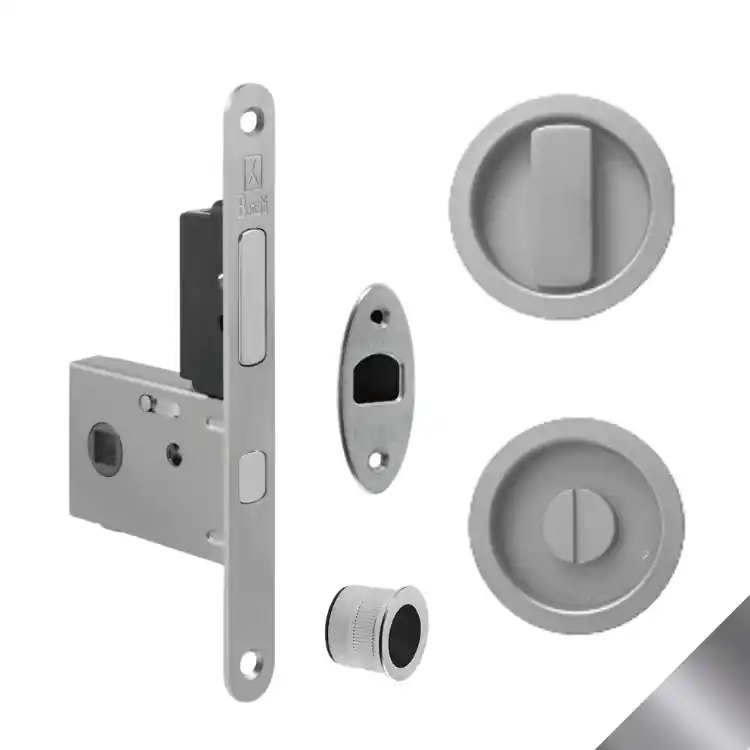 Seizoensaanbieding Kit tondo Ad-Point per porta scorrevole, chiavistello e bottone con trascinatore, entrata 50 mm, finitura Cromato Lucido