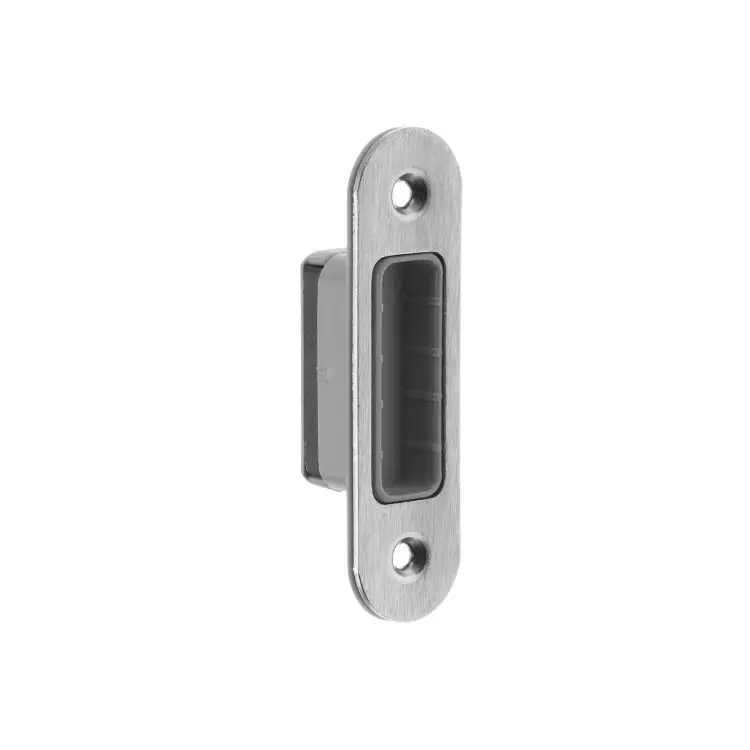 Contropiastra regolabile GI98 Bonaiti per serratura magnetica B-Forty, bordo tondo, dimensioni 82x22 mm, colore Cromato Opaco Merkproduct