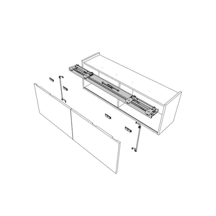 Weekendaanbieding Slider Small Pensile S20 Bortoluzzi, per ante portata 20 Kg, larghezza interna 1362 mm, finitura Alluminio Anodizzato
