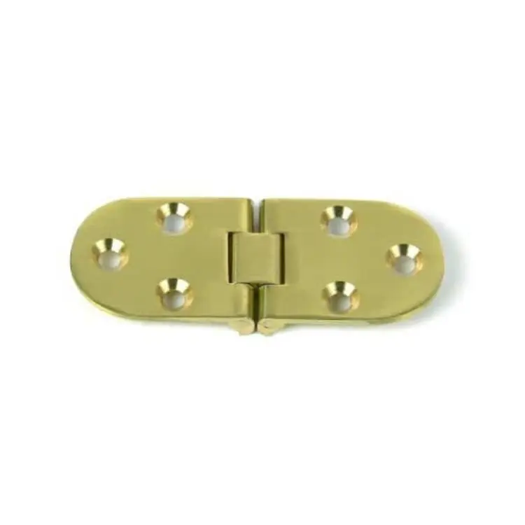 Populair Cerniera a biscotto con fermo, Lunghezza 80 mm Altezza 30 mm, Ottone satinato