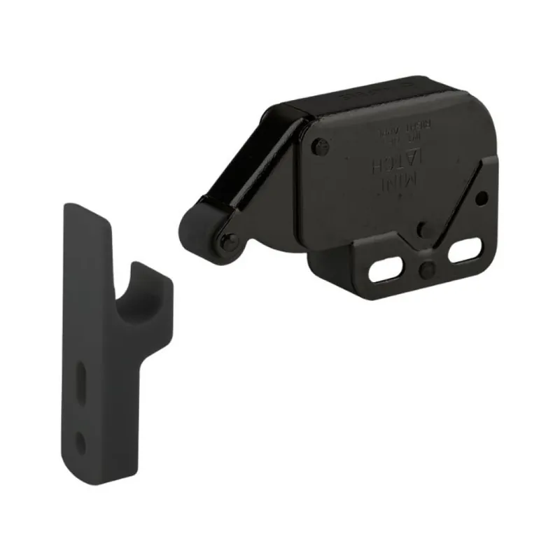 Cricchetto a spinta 188 Borsani Mini Latch per mobile, con fermo, finitura Nero Favoriet