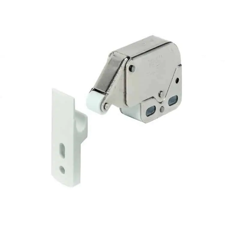 Cricchetto a spinta per ante mobile Chiusura a scatto Mini-Latch cromo plastica Bianco Bestel Nu