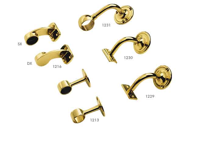 Snelle Levering Supporto appoggio piano Bal con foro vite, larghezza base 60 mm, finitura Ottone Lucido Verniciato